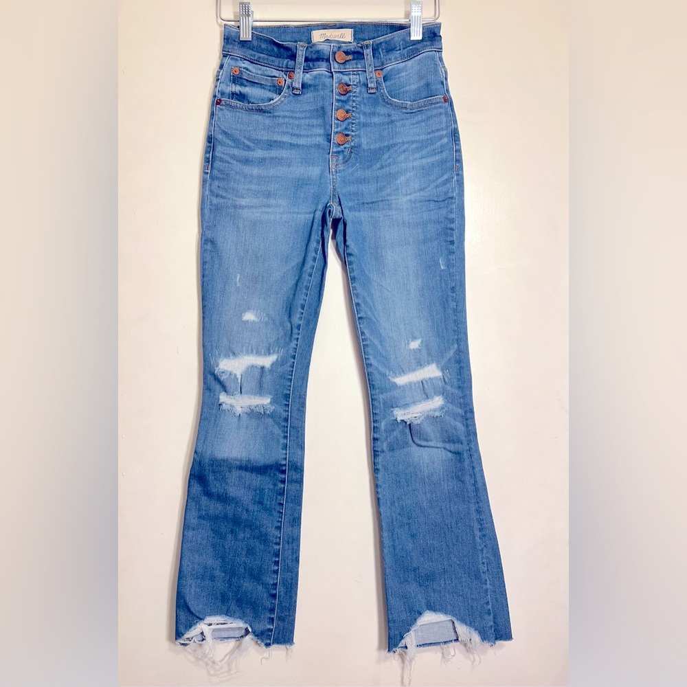 Madewell Cali Demi-Boot Distressed Blue Jeans